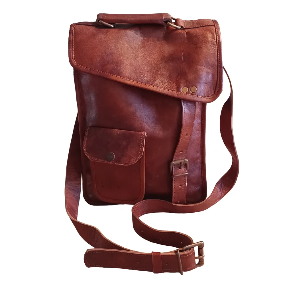 MEN'S VINTAGE LEATHER CROSSBODY MESSENGER BAG